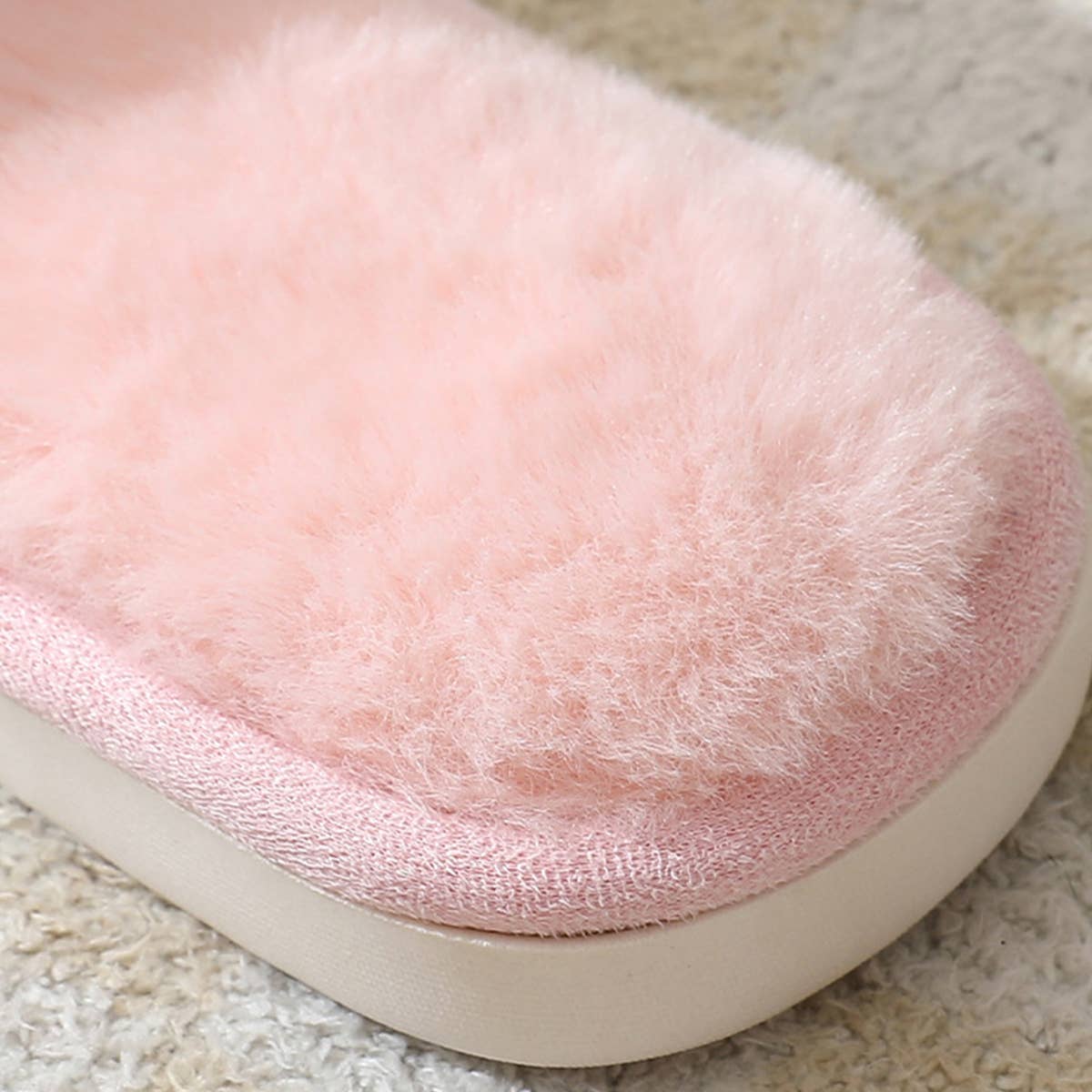 Faux rabbit fur slippers For Women