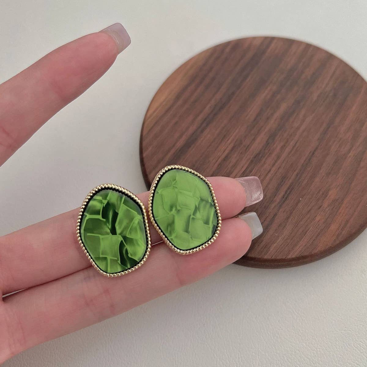 IRREGULAR ELLIPTICAL RESIN EARRINGS