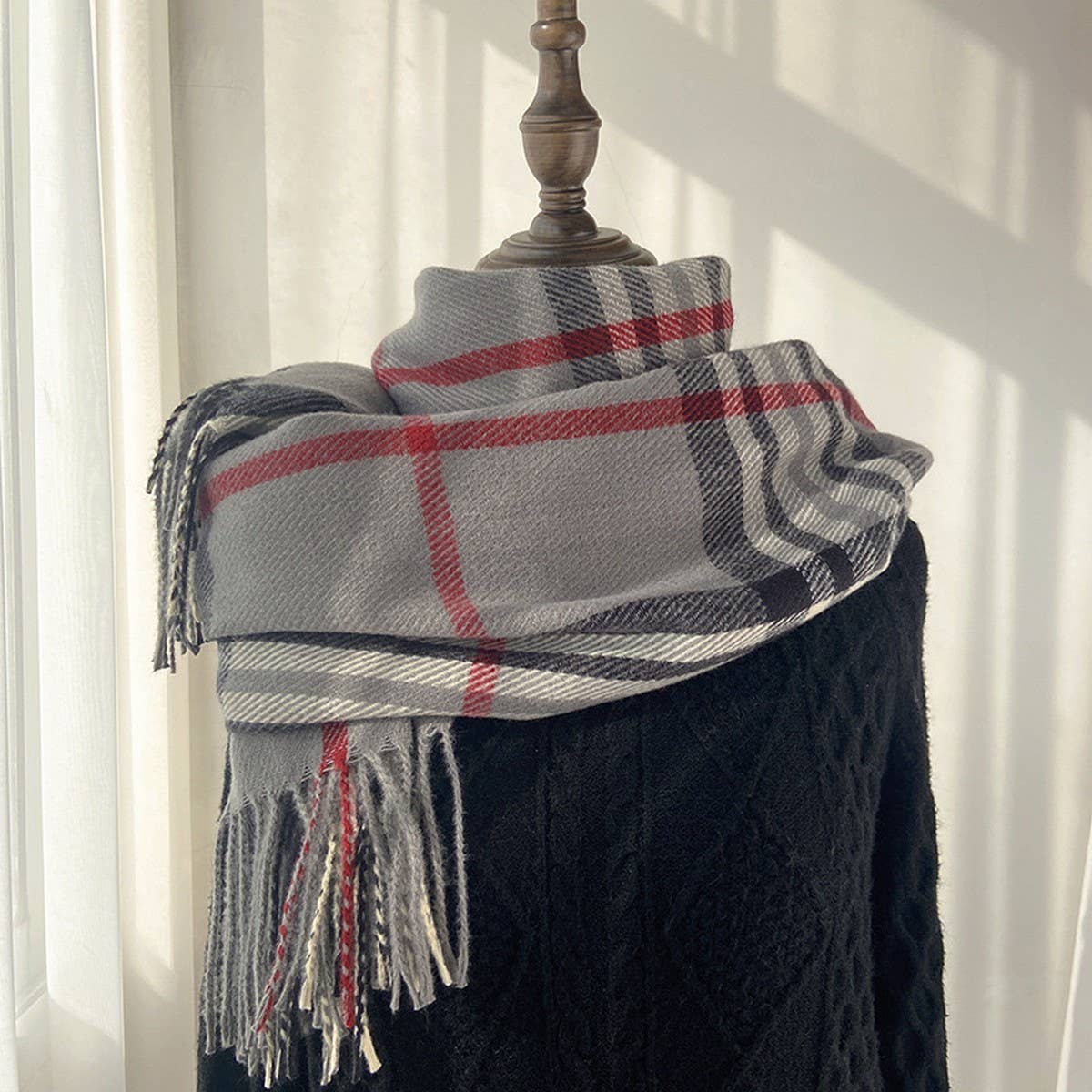 Plaid Scarf ??Warm Fringe Winter Wrap_CWASC1467