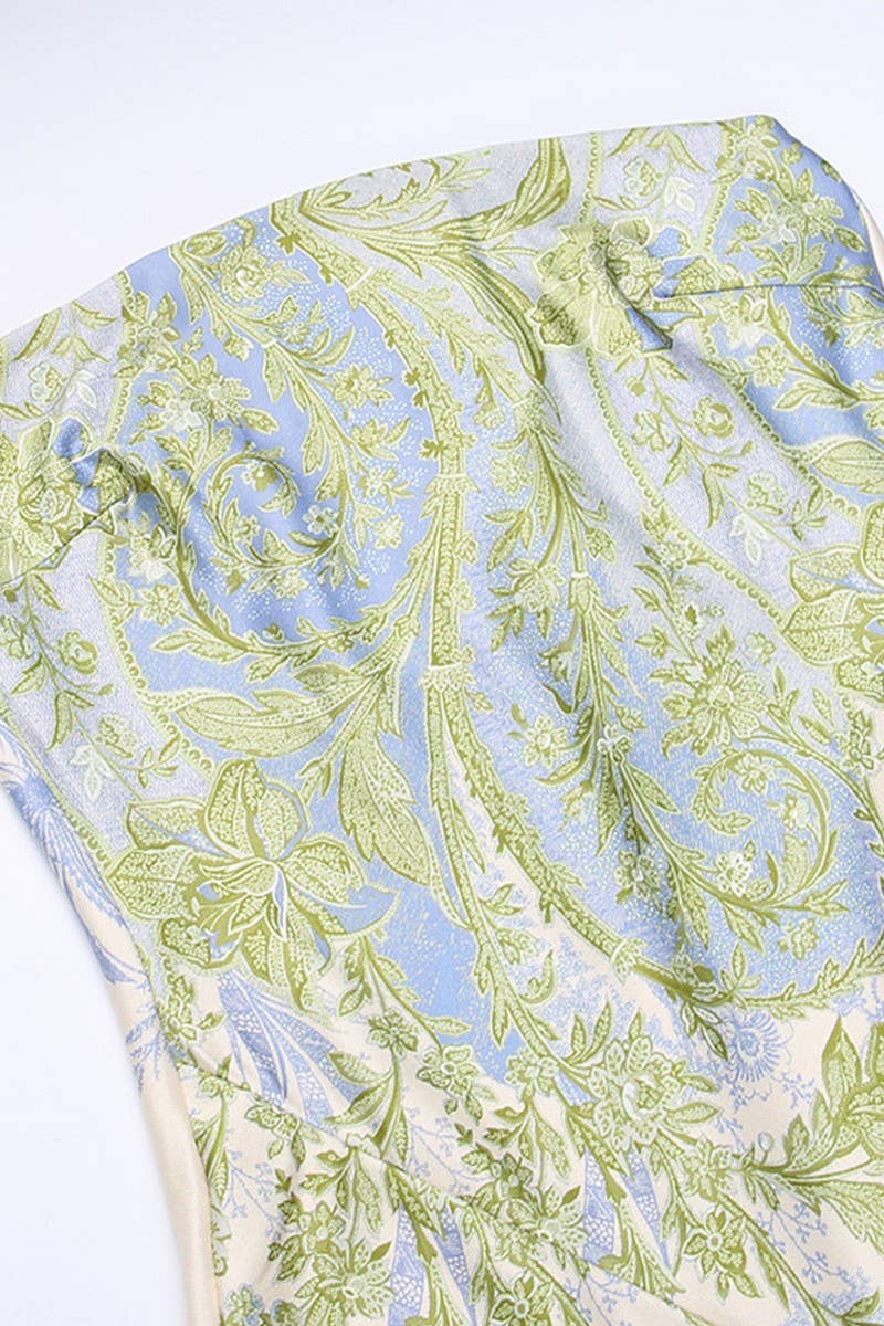 CWDTD0393_RETRO TEMPERAMENT MESH PRINTED TULLE DRESS