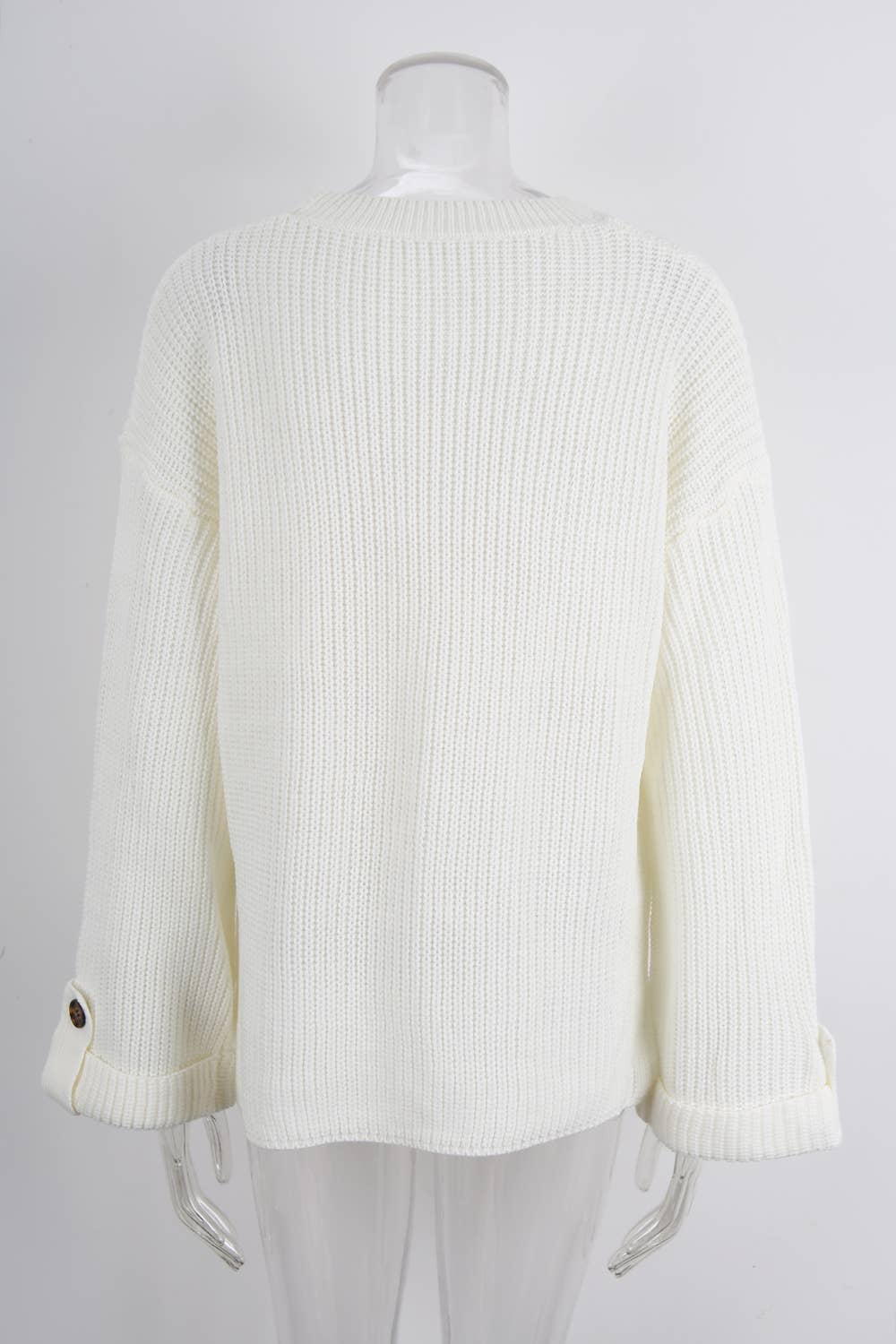 Slouchy breeze long sleeve pocket knit sweater