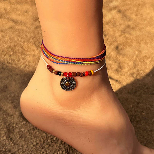 Boho Beaded Anklet ??Handmade Vintage Beach_CWMM6357