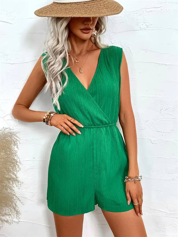 Sleeveless cross-neck jumpsuit