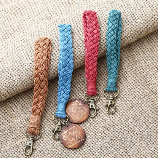 Boho Handmade Woven Stripe Keychain Wrist Strap_CWAB5015