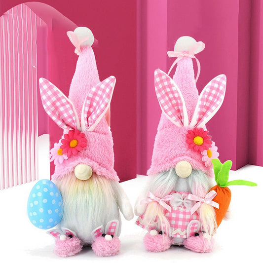 EASTER BUNNY PLUSH DOLL PINK DOLL ORNAMENTS