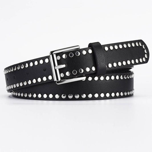Hip hop metal punk style rivet pin buckle PU belt