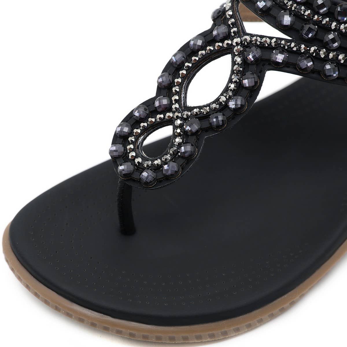 CRYSTAL BEADED DECORATIVE PINCH TOE SANDALS