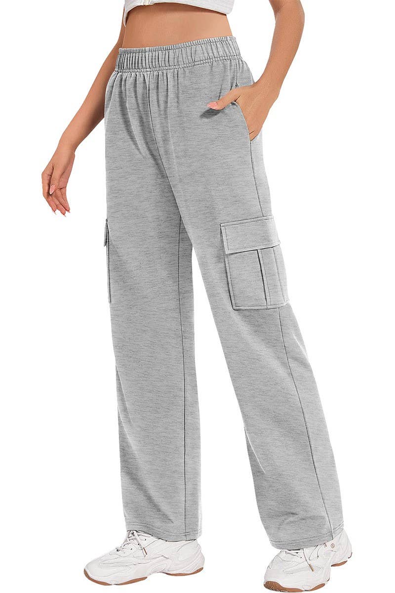 CWBLP1804_CASUAL LOOSE ELASTIC WAIST WIDE LEG PANTS