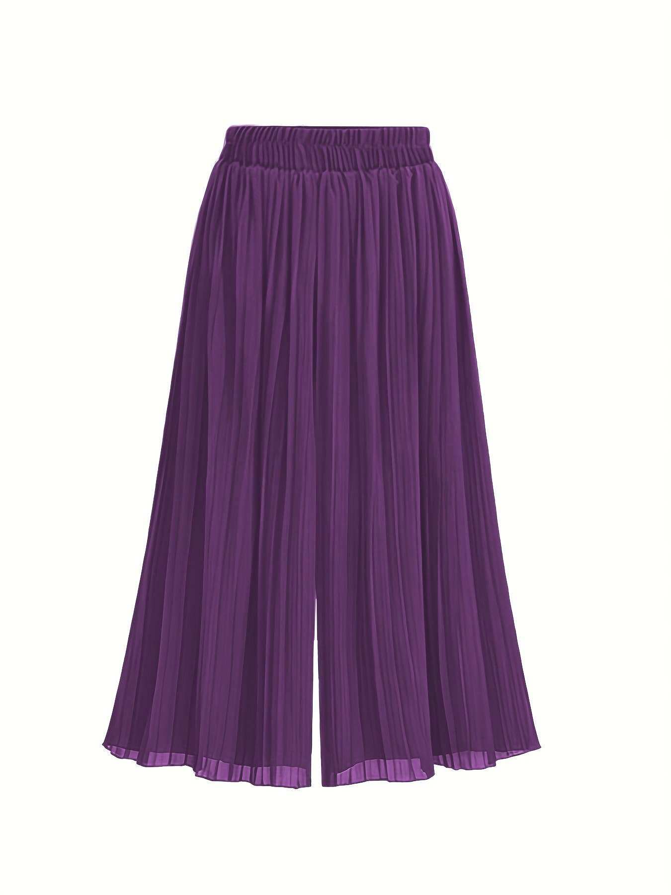 PLUS-SIZE PLEATED CHIFFON WIDE-LEG PANTS
