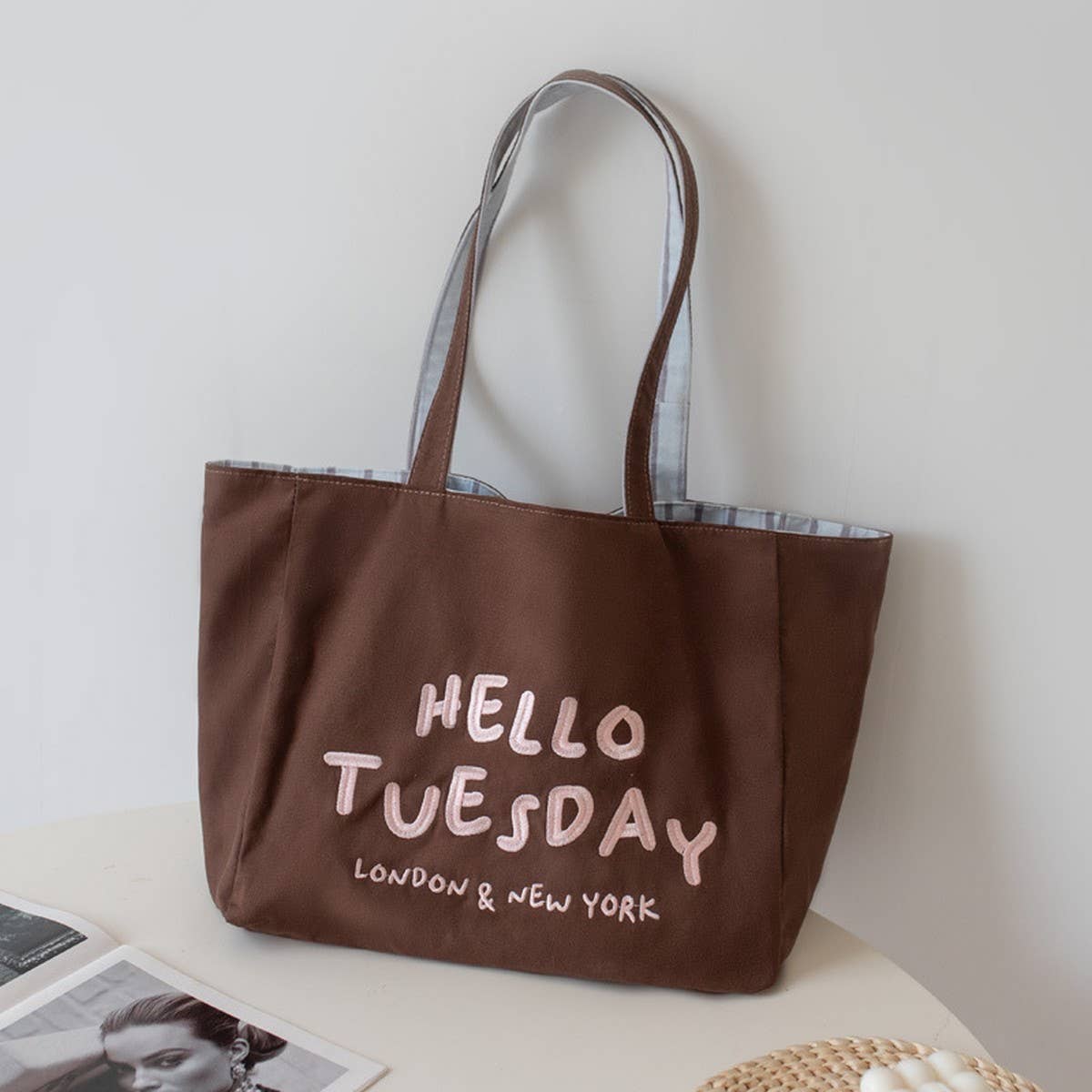 Embroidered Lazy Style Large Canvas Tote for Women_CWAB5642