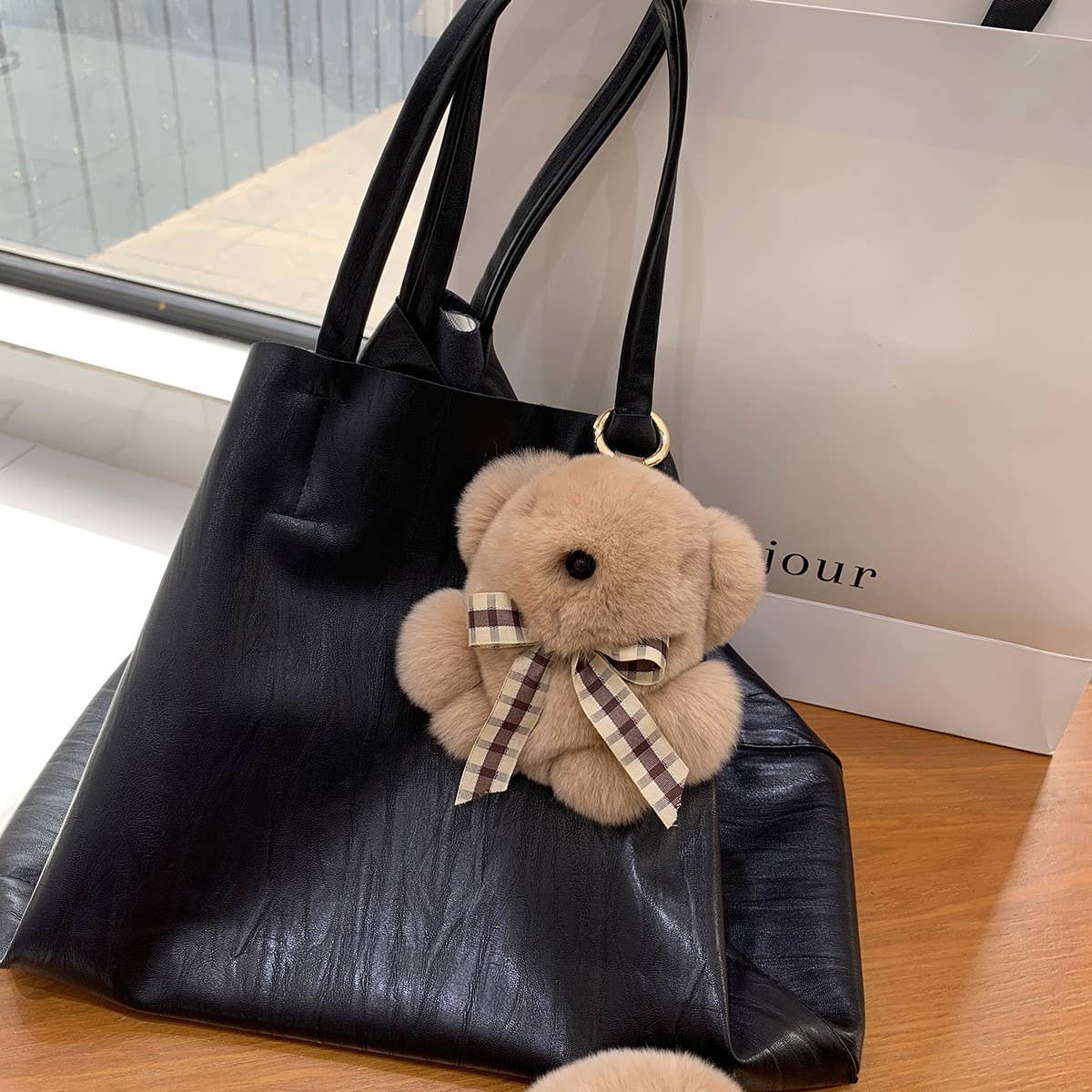 CUTE BEAR DOLL FUR BAG PENDANT CAR KEYCHAIN