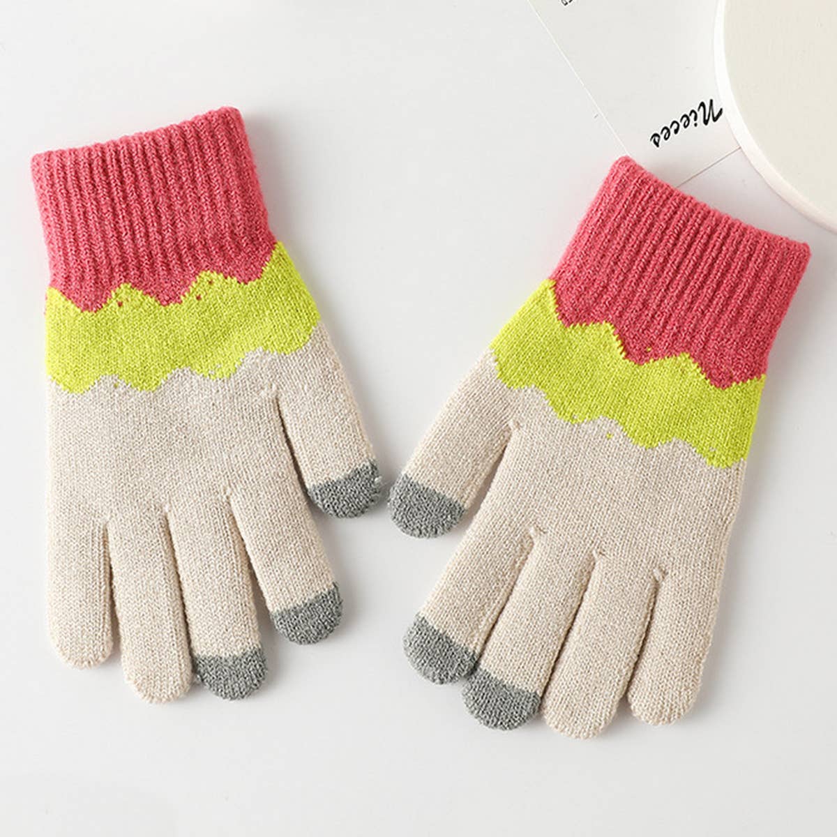 COMFORTABLE CONTRAST WARM KNITTED GLOVES_CWAG0031