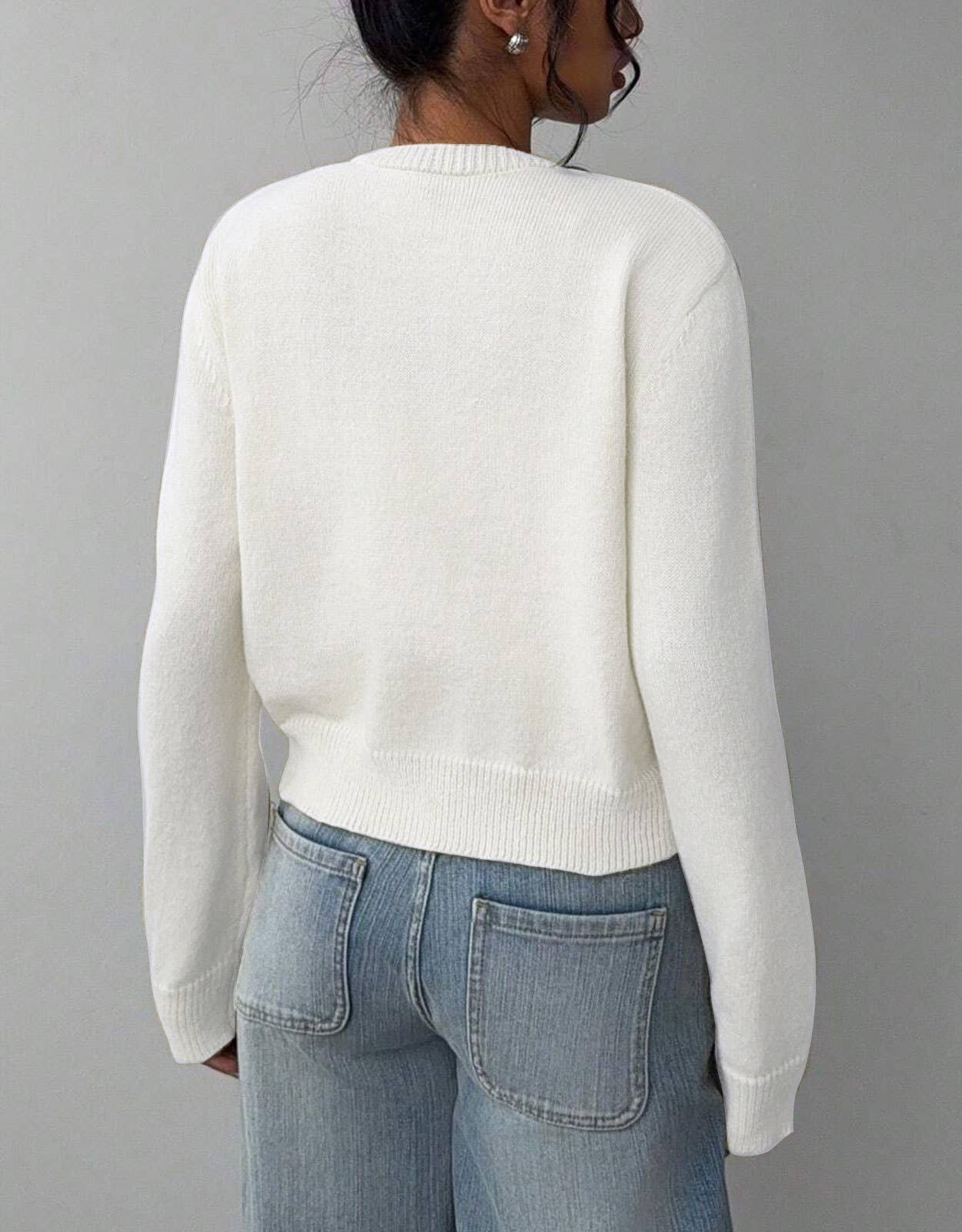 Thin,round-neck,single-breasted short cardigan