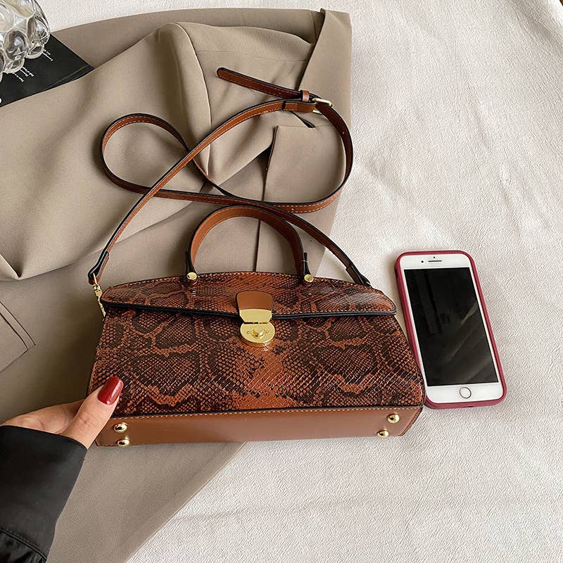 Large-capacity snake-patterned hand-held tote bag