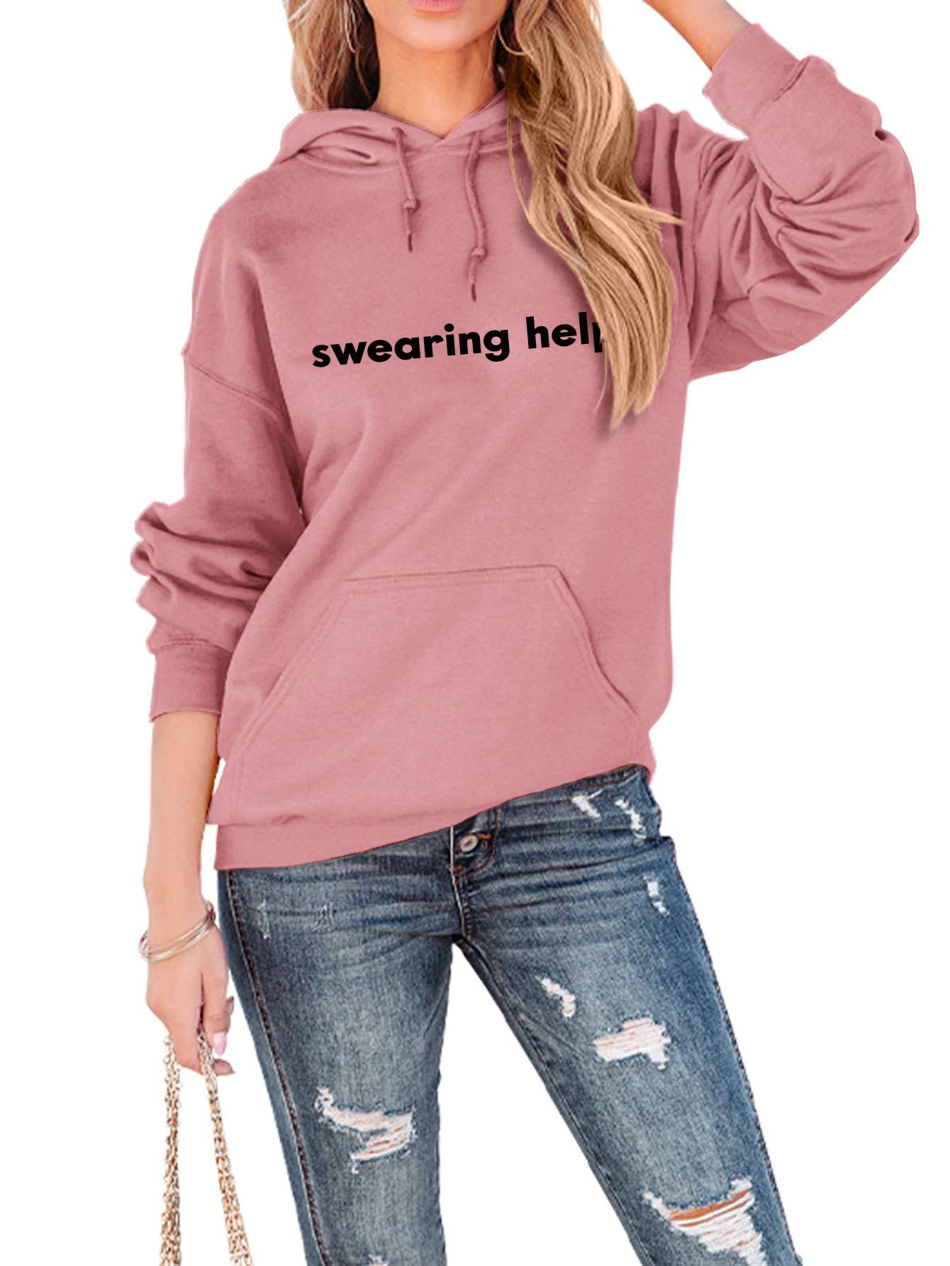 Swearing helps printed thickened warm hoodie
