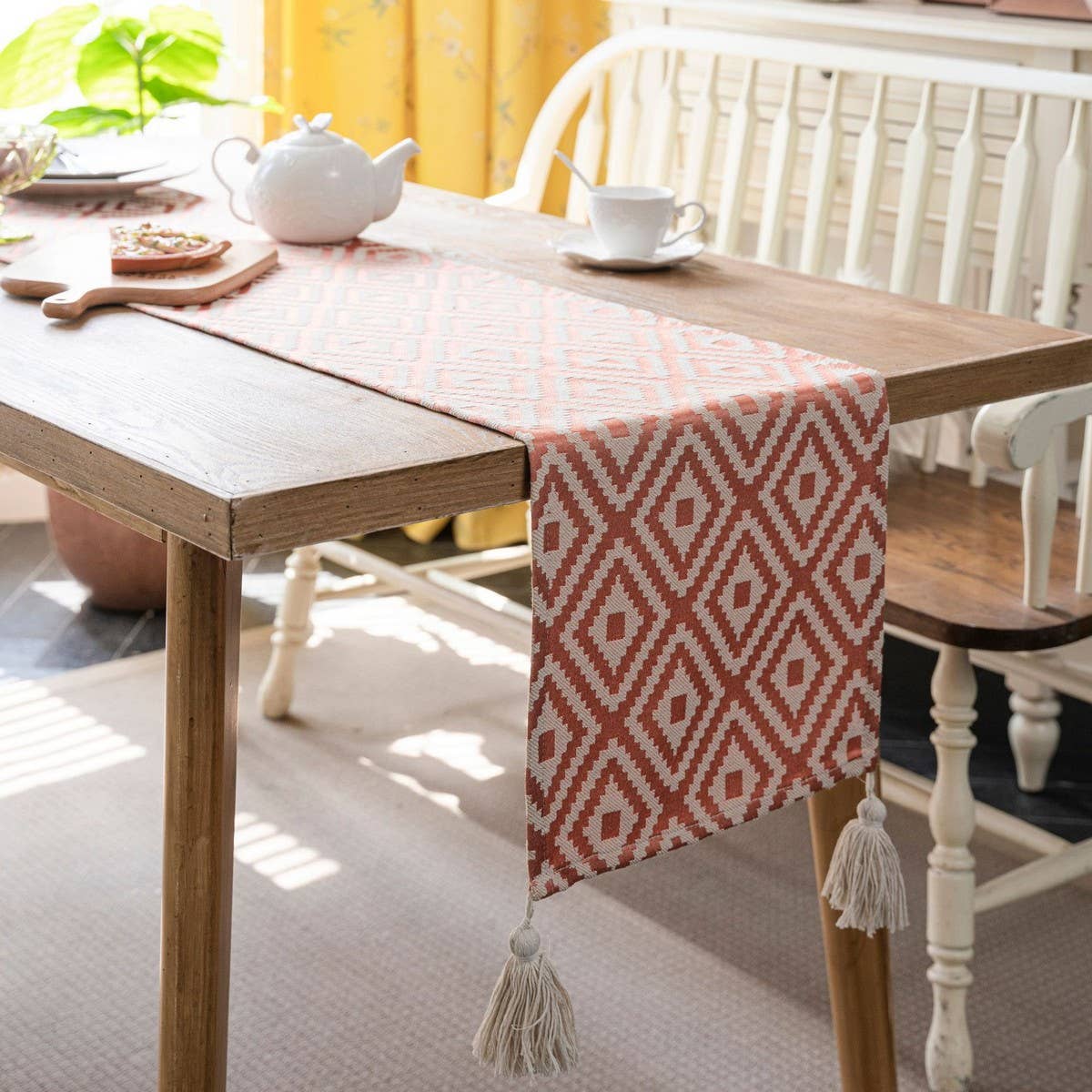 GEOMETRIC TASSEL VERSATILE TABLE RUNNER