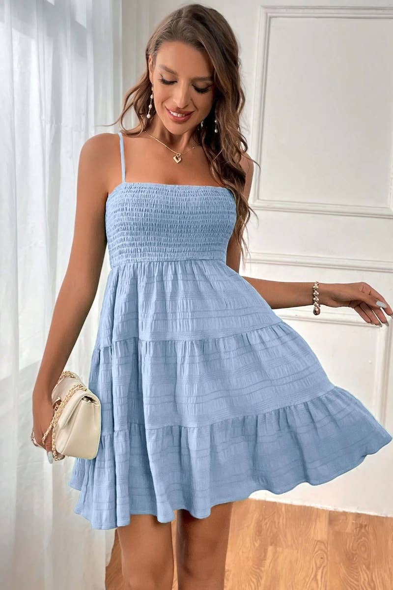 CWDHL0537_SUSPENDER SOLID COLOR ALL-MATCHING DRESS SHORT