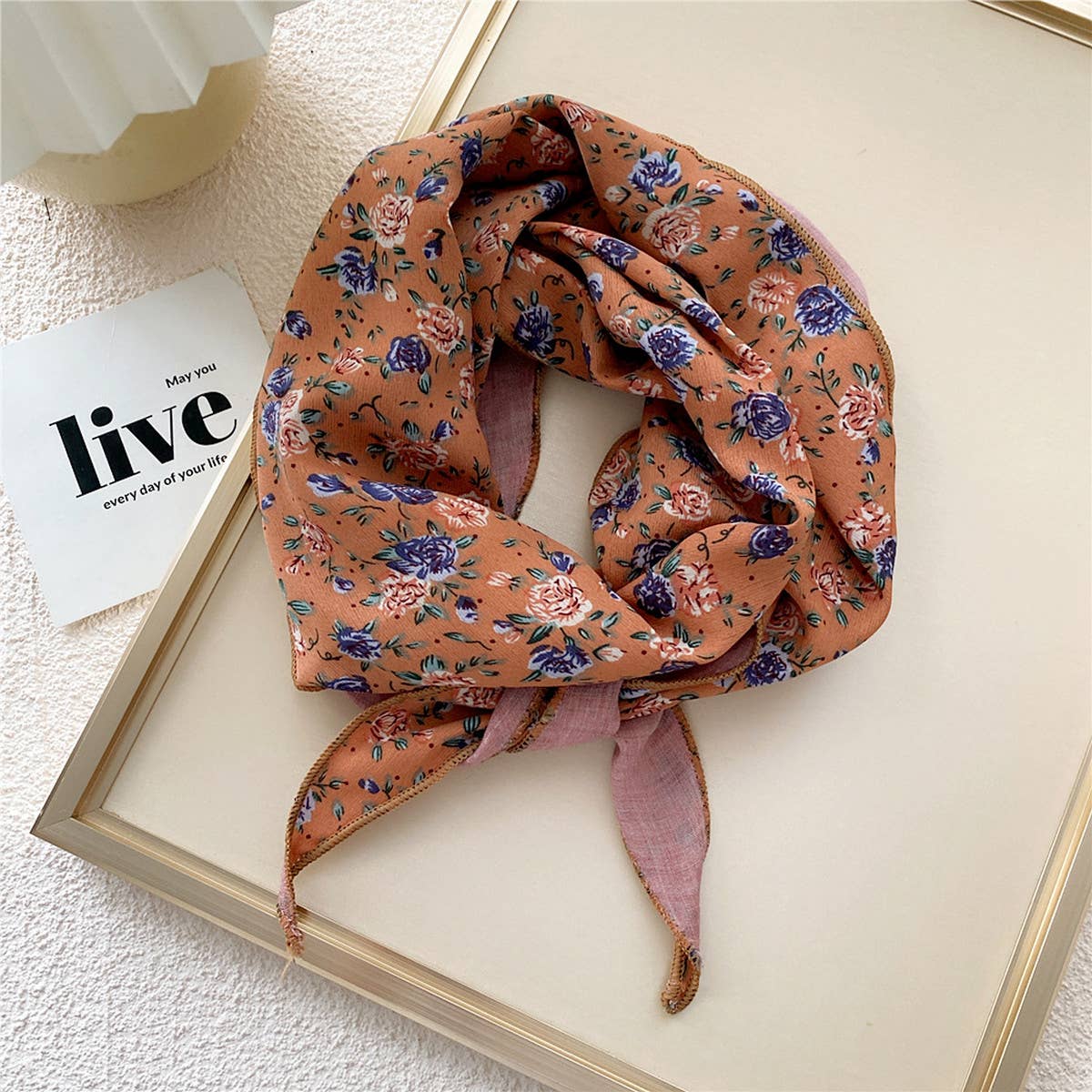 Double-Layered Diamond Pattern Twilly Scarf