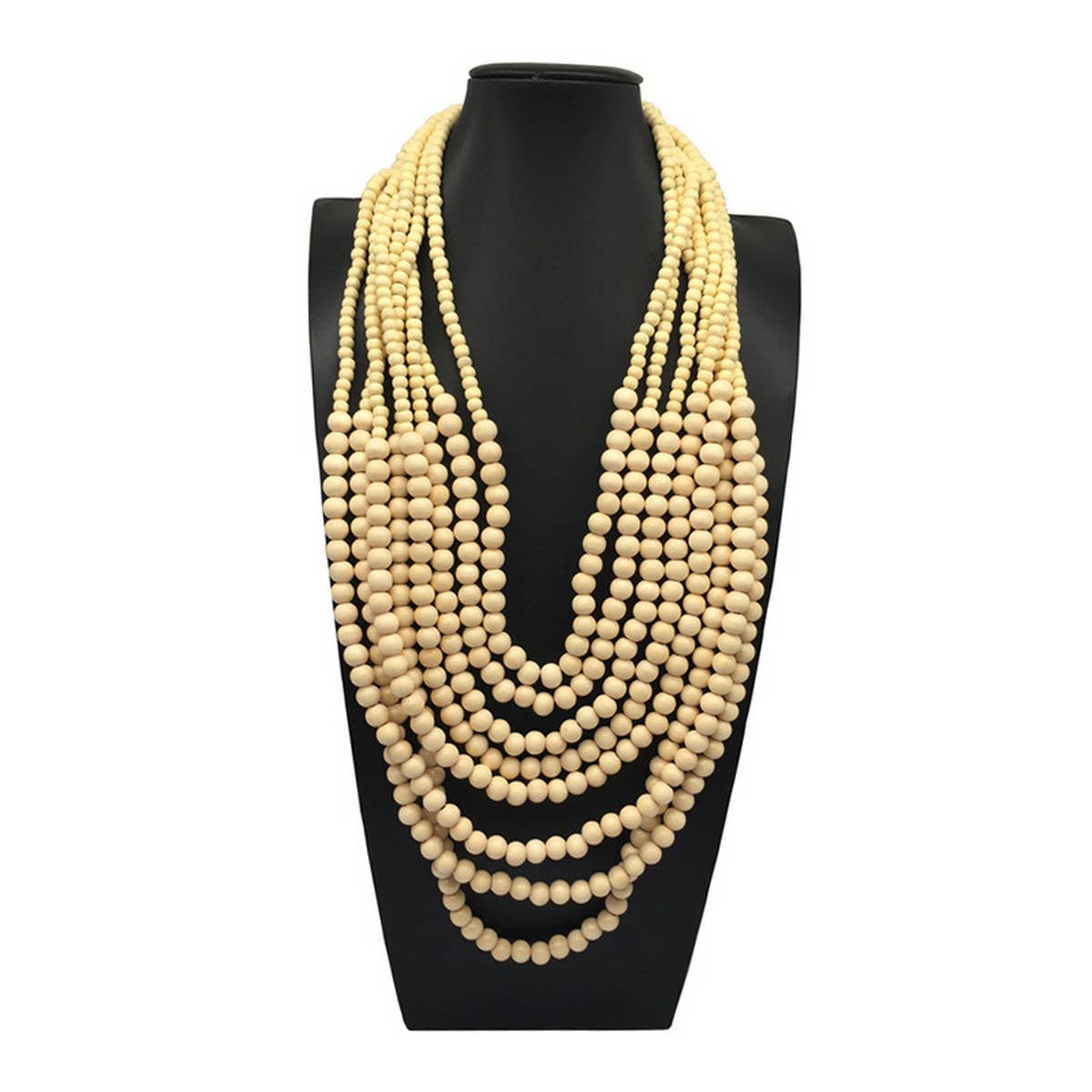 BOHEMIAN MULTI-LAYERED LOG BEAD NECKLACE_CWMM4573