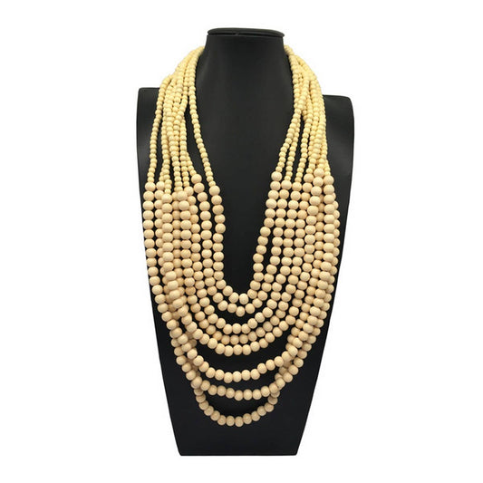 BOHEMIAN MULTI-LAYERED LOG BEAD NECKLACE_CWMM4573