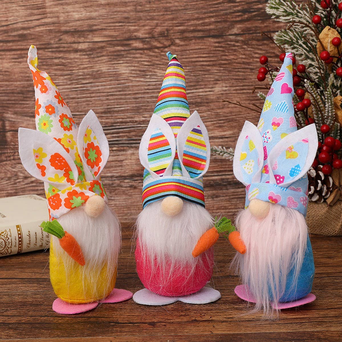 CWMM9488_EASTER COLORFUL RABBIT EAR POINTY HAT ORNAMENTS