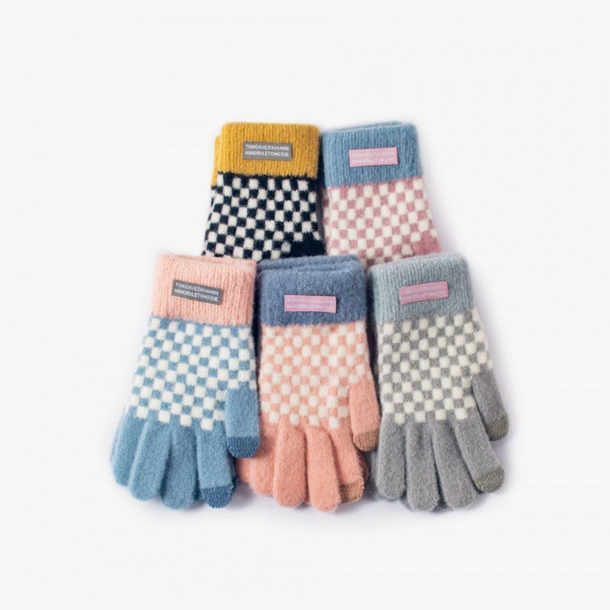 Fashion Plaid Gloves ??Thick Warm Touchscreen_CWAG0187