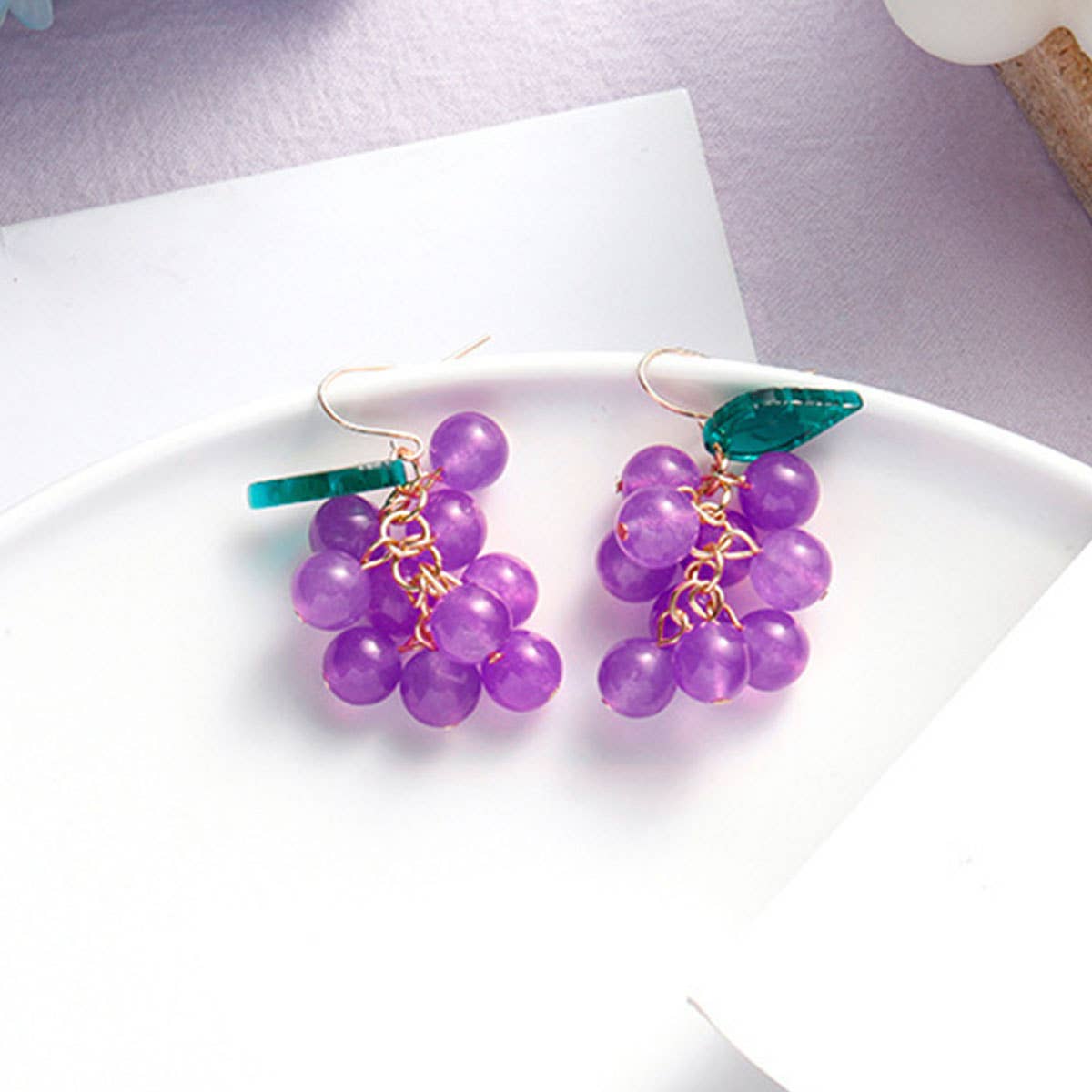 Purple simple and fresh floral stud earrings