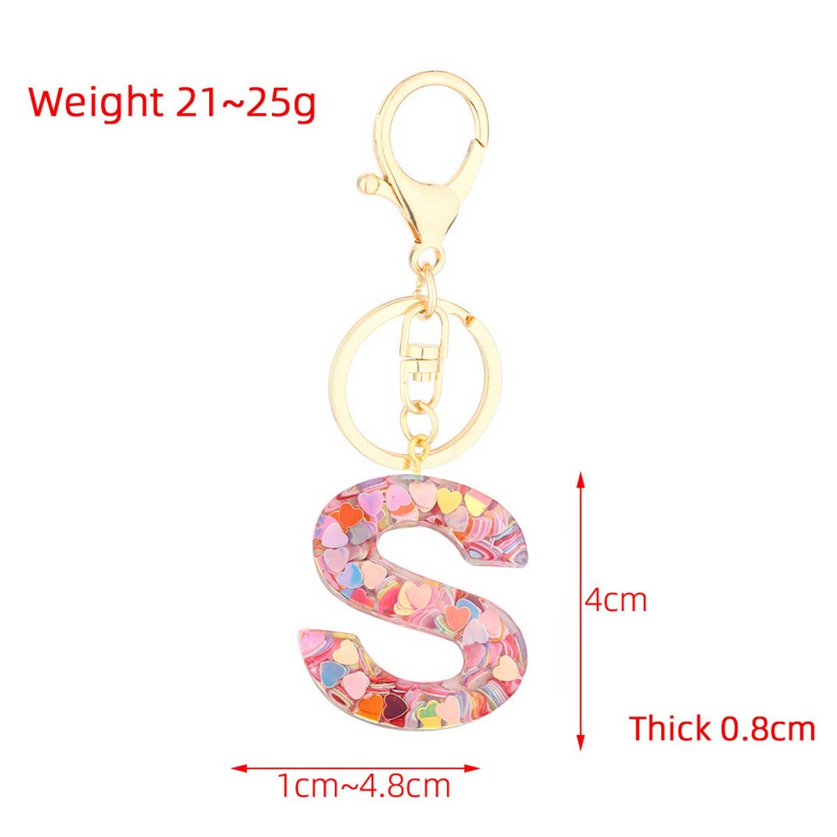 Glitter Resin Letter Butterfly Keychain