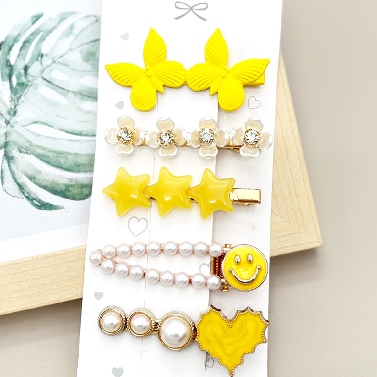 Rhinestone Pearl Hair Clip Set - Elegant Side Pin _CWAHA0159