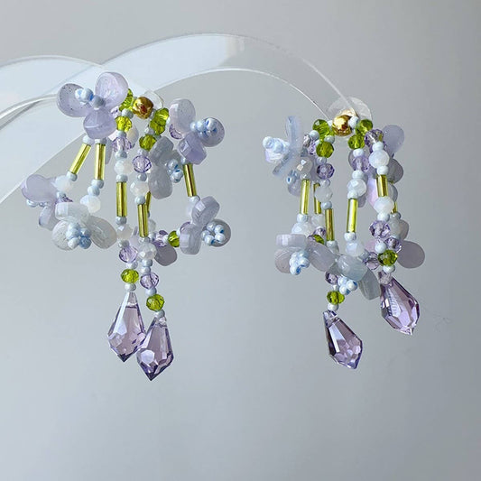 LIVELY AND PURE WATER DROP TASSEL EARRINGS