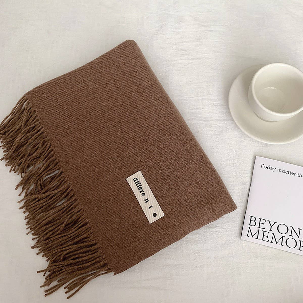 Colorblock Tassel Scarf - Thick Wrap for Students