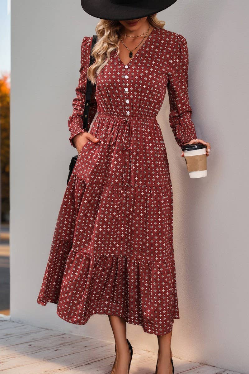 CWDMD4525_FASHIONABLE LONG SLEEVE PRINTED AUTUMN DRESS