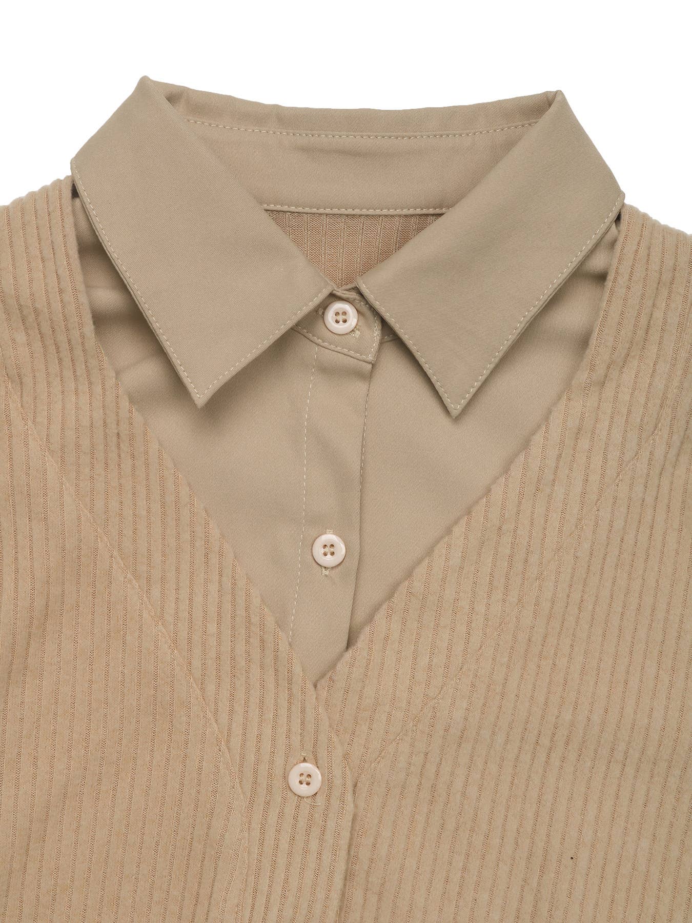 SOLID COLOR LAPEL LONG SLEEVE FAKE TWO DRESSES