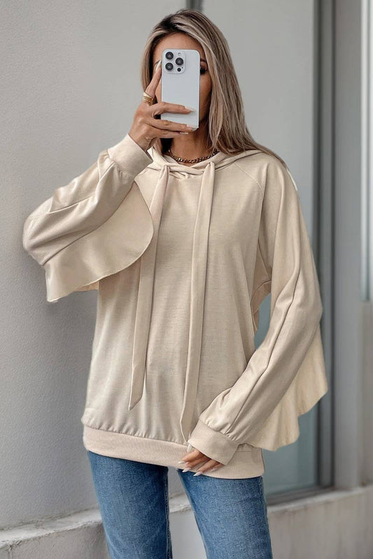 CWOHOL1100_SPRING AND AUTUMN DRAWSTRING HOODED SWEATSHIRT