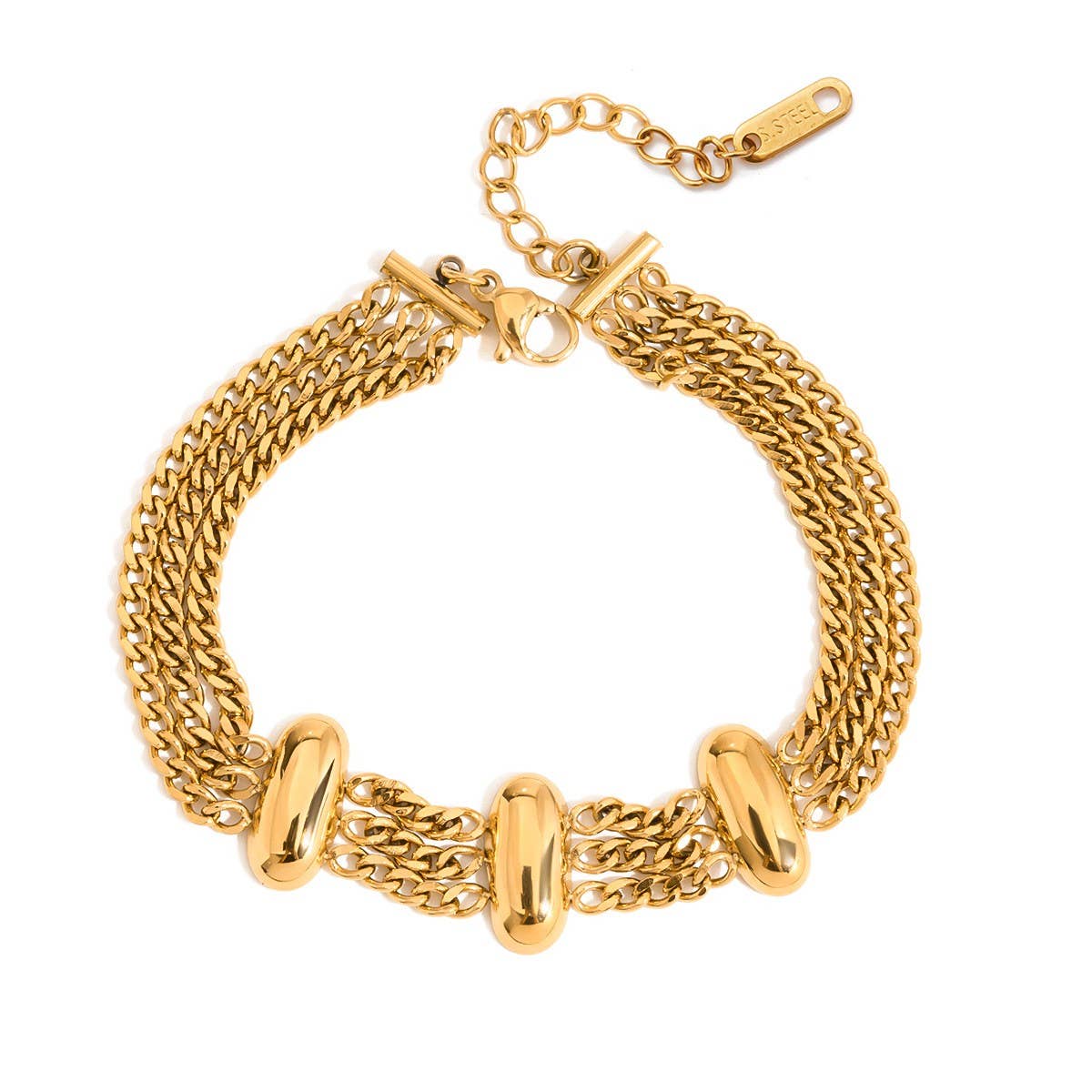 Elegant 18K Gold Layered Chain Bracelet, No Fade