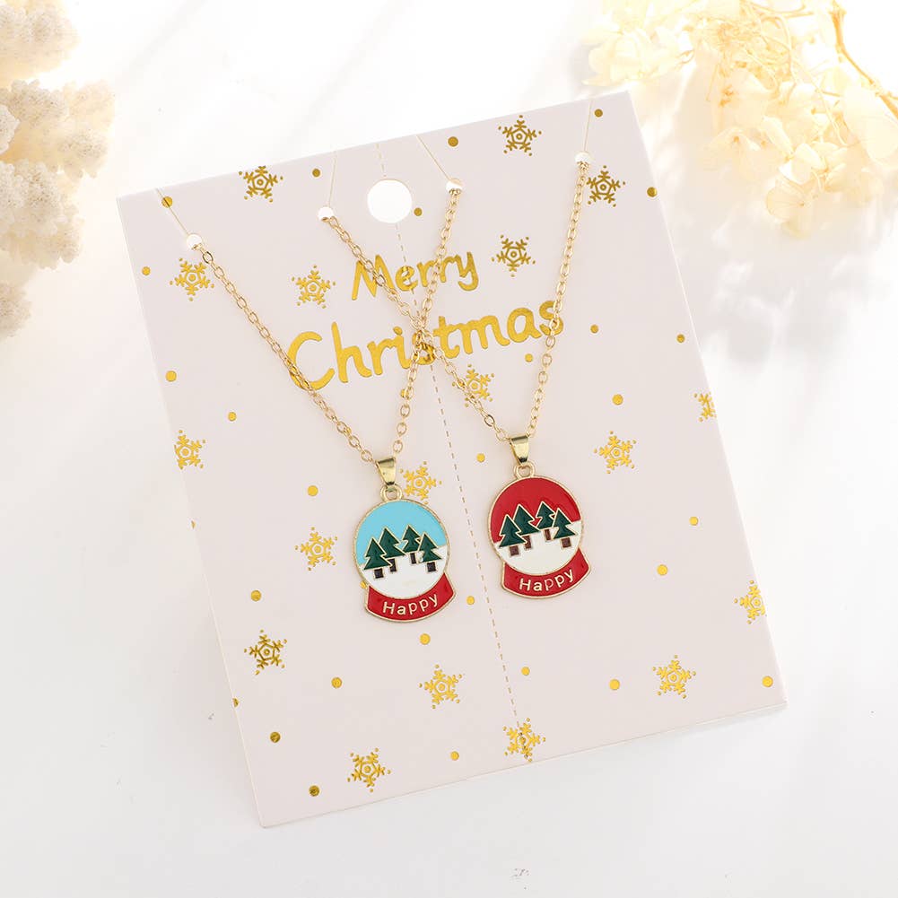 CHRISTMAS SNOWMAN CHRISTMAS TREE NECKLACE SET