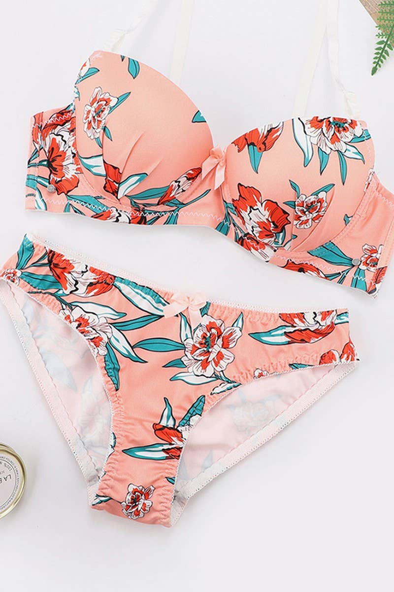 CWMW00142_PRINTED UNDERWIRE PUSH UP BRA PANTY SET