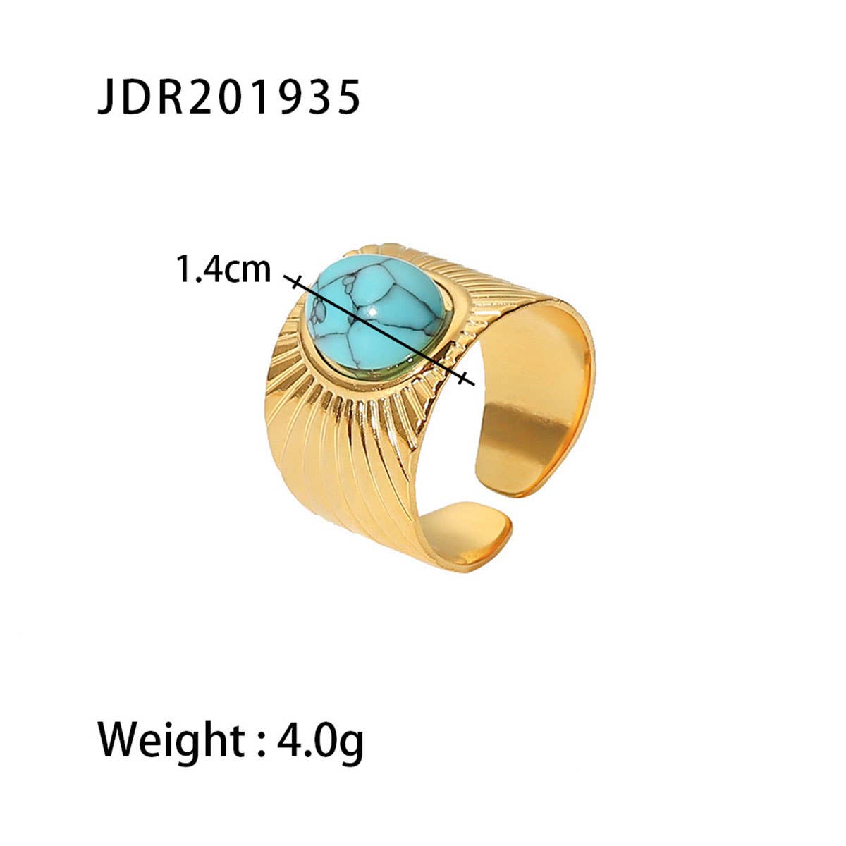 GOLD STAINLESS STEEL INLAID NATURAL STONE RINGS