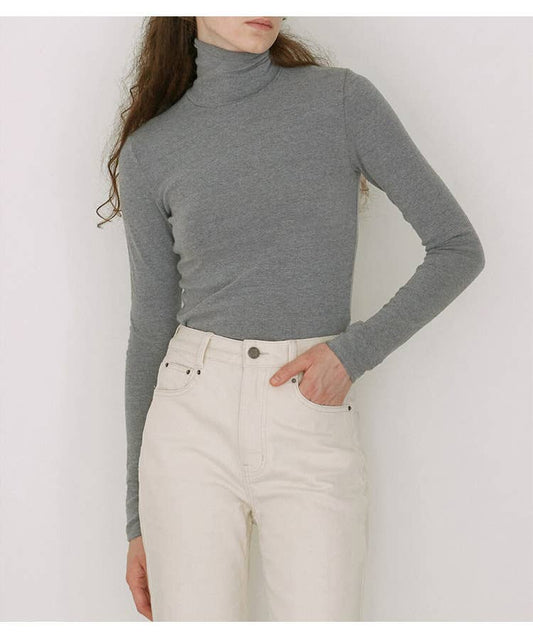 SLIM-FIT HIGH ELASTIC LONG SLEEVE FOLDED T-SHIRT