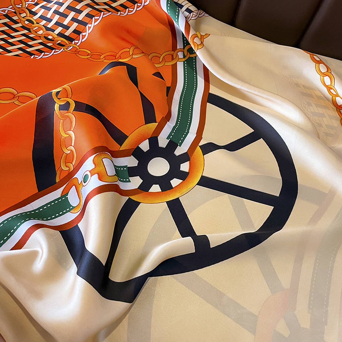 French Style Long Satin Scarf for Fall Layering