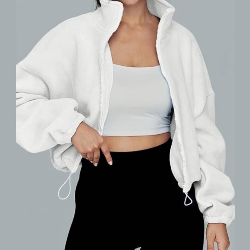 SIMPLE STAND-UP COLLAR CARDIGAN ZIPPER HOODIE