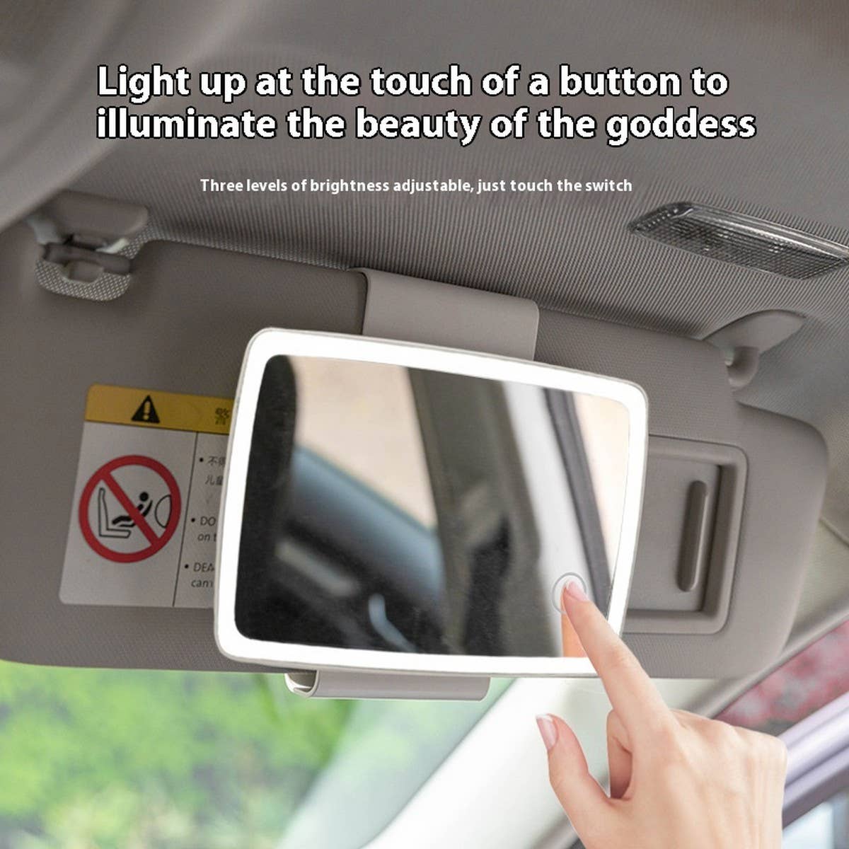 SHATTERPROOF LED CAR MAKEUP MIRROR WITH LIGHT