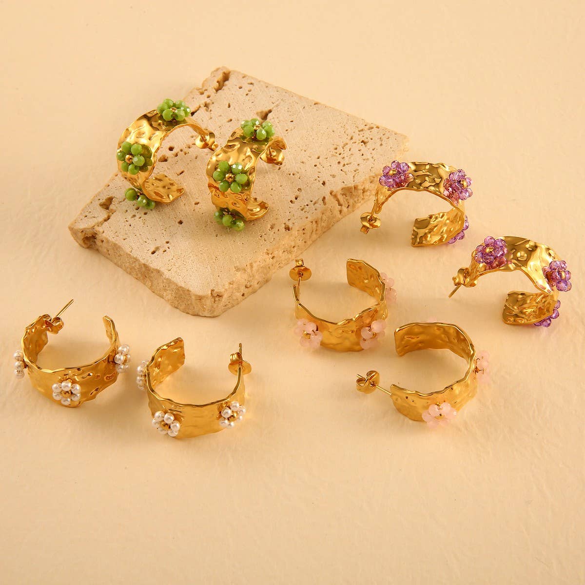 Minimalist Floral 18K Stainless Steel Earrings