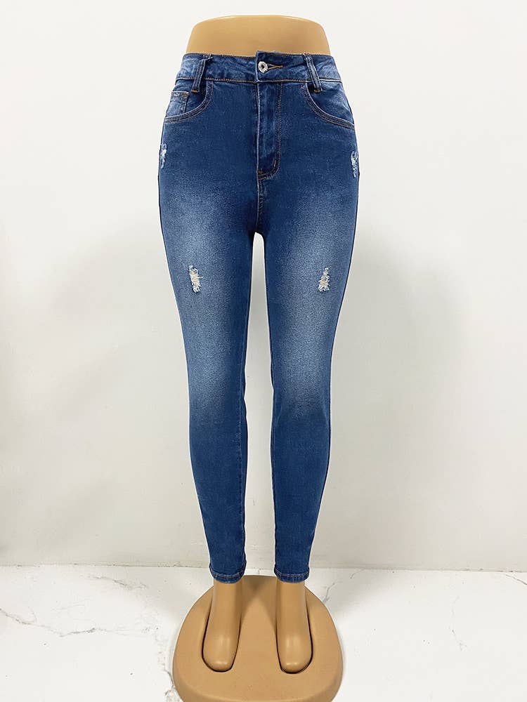 STRETCH JEANS SLIM-FIT  SMALL LEG PANTS