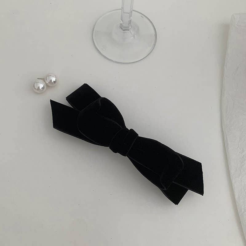 Velvet bow bangs clip back hair accessories