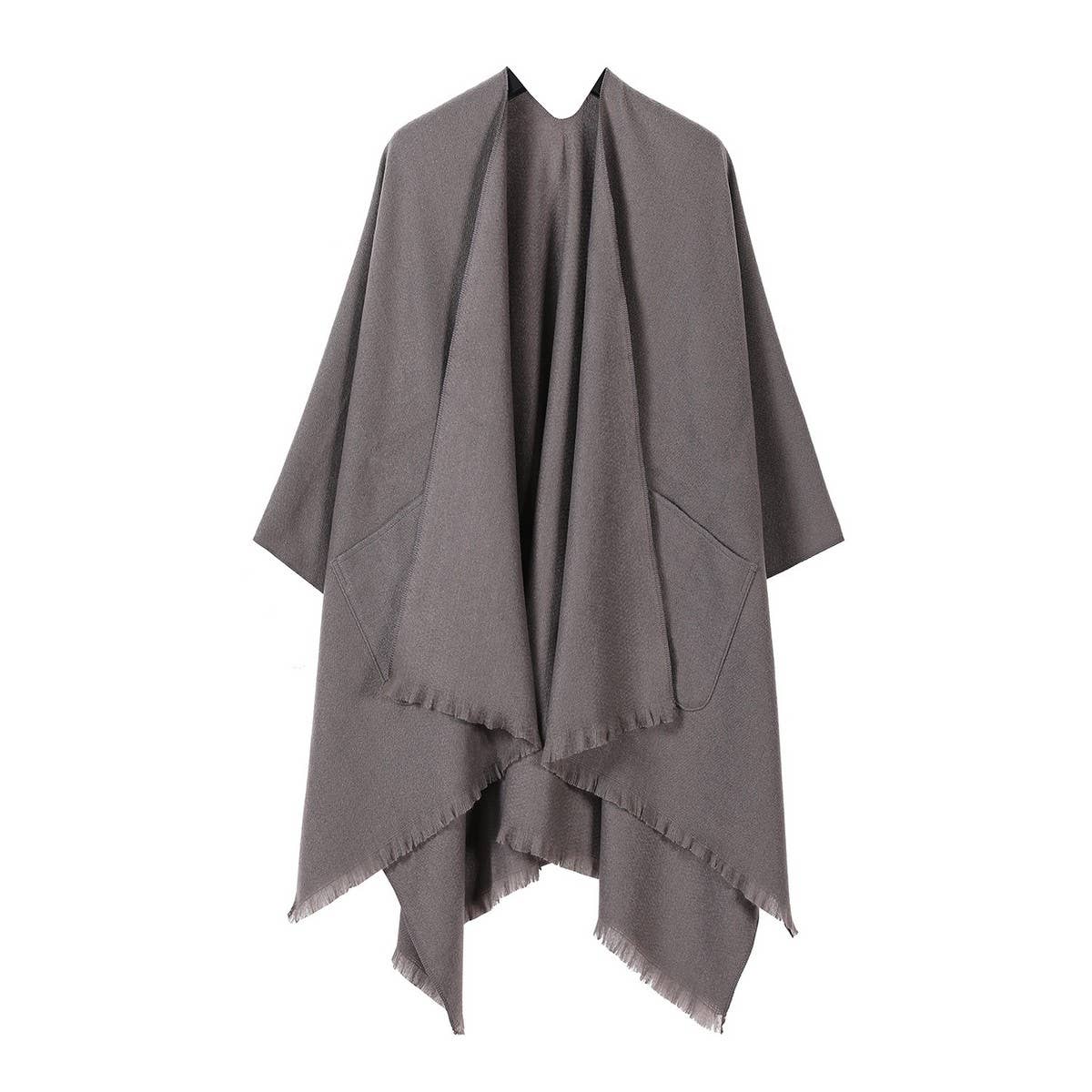 SOLID COLOR SHAWL POCKET WARM SCARF CAPE_CWASC2182