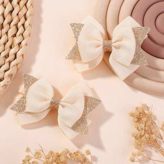 Handmade Glitter Bow Tail Hair Clip Set for Girls