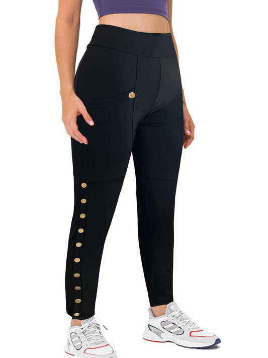SOLID COLOR STRETCH HIP-LIFTING SLIM-FIT PANTS