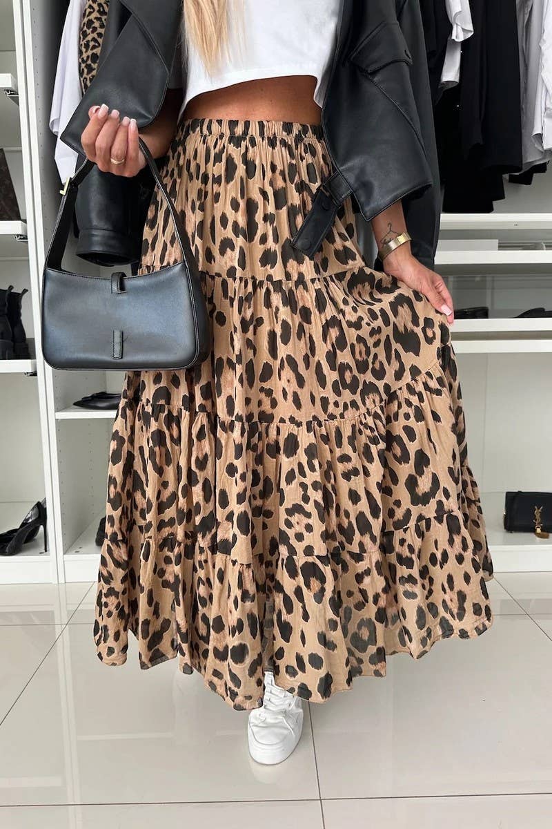 CWBLS0611_NEW AUTUMN LEOPARD PRINT SWING SKIRT