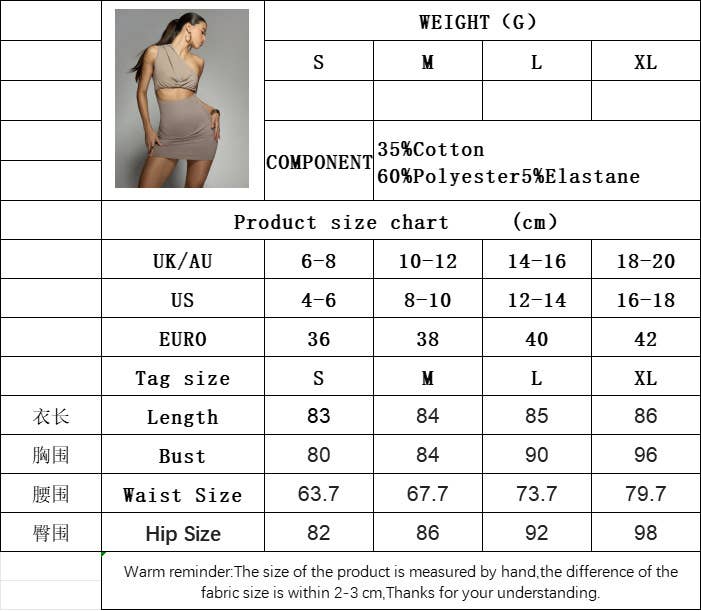 A solid color dress with sloping neck and midriff